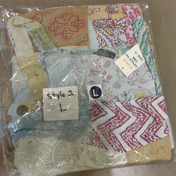 NEW! Blue Sky Patchwork Overalls Wide Leg Patch Colors Will Vary Size S,M,L & XL - Picture 4 of 8